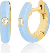 House of Frosted White Topaz & Enamel Hoop Earrings