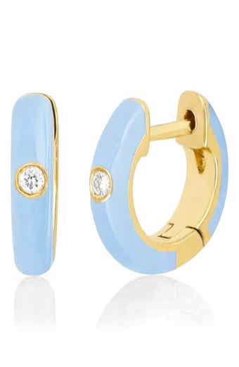 House of Frosted White Topaz & Enamel Hoop Earrings