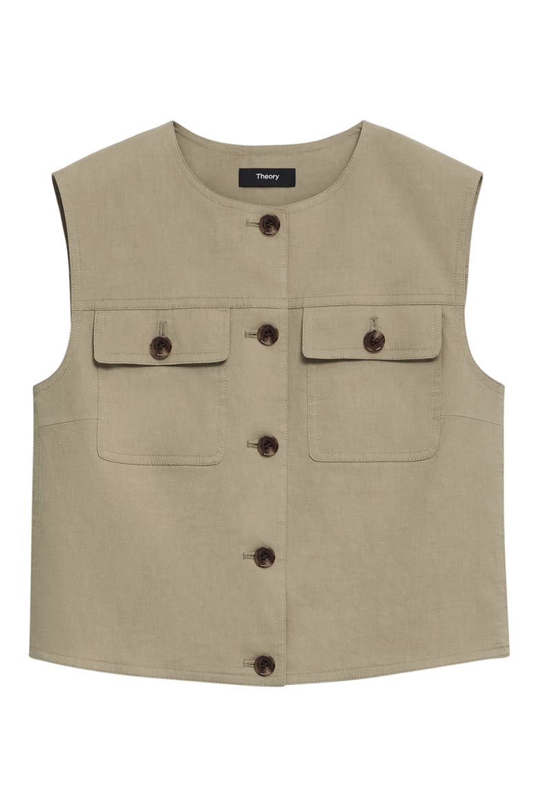 Linen Blend Trucker Vest, Alternate, color, SOFT TAUPE