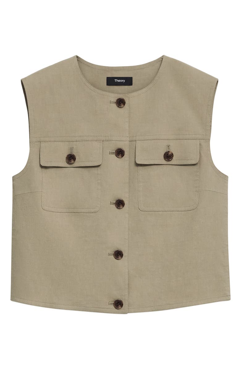 Theory Linen Blend Trucker Vest, Alternate, color, 
