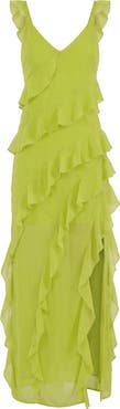 The Lulo Project Cascade Ruffle Chiffon Maxi Dress