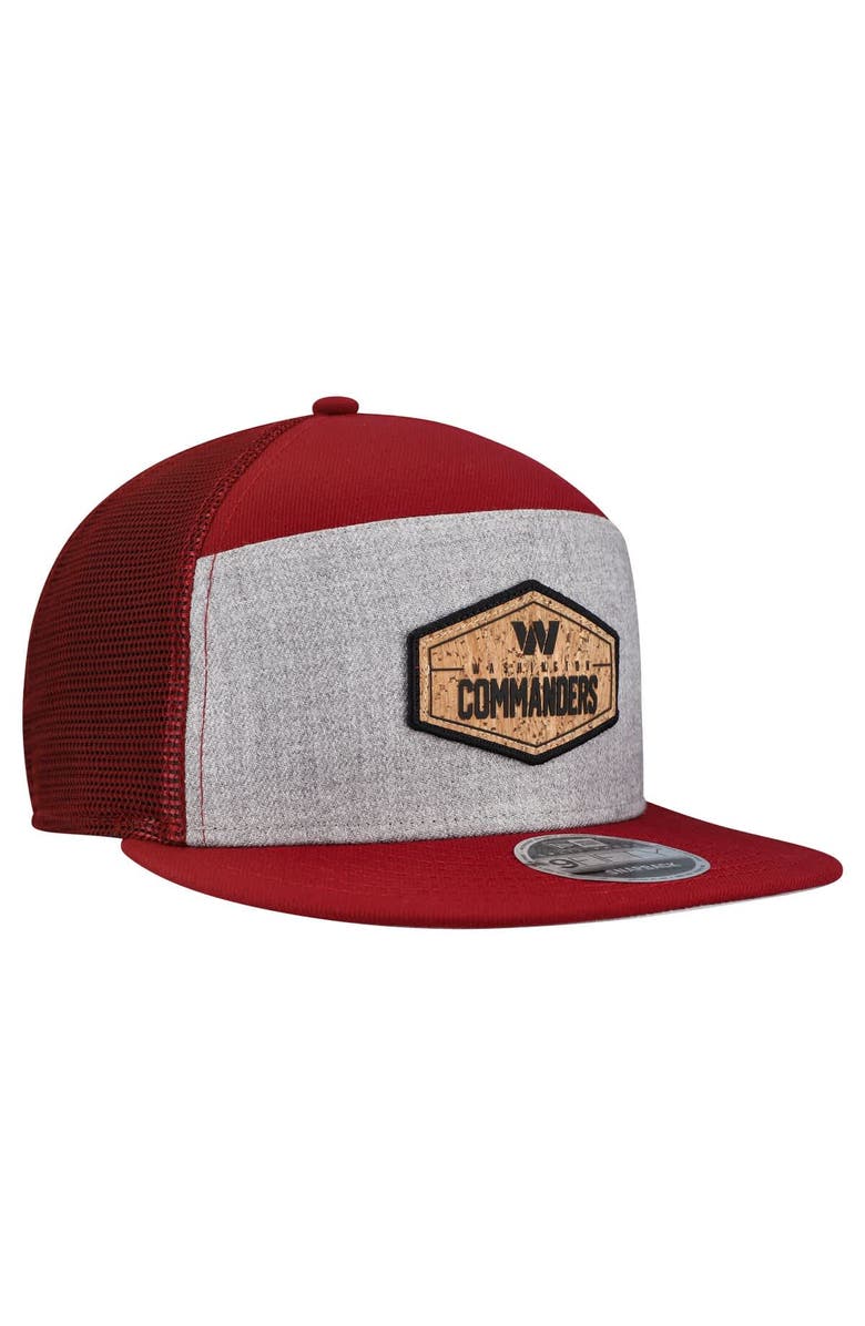 New Era Men's New Era  Gray/Burgundy Washington Commanders Cork Split Panel 9FIFTY Trucker Snapback Hat, Alternate, color, Gray