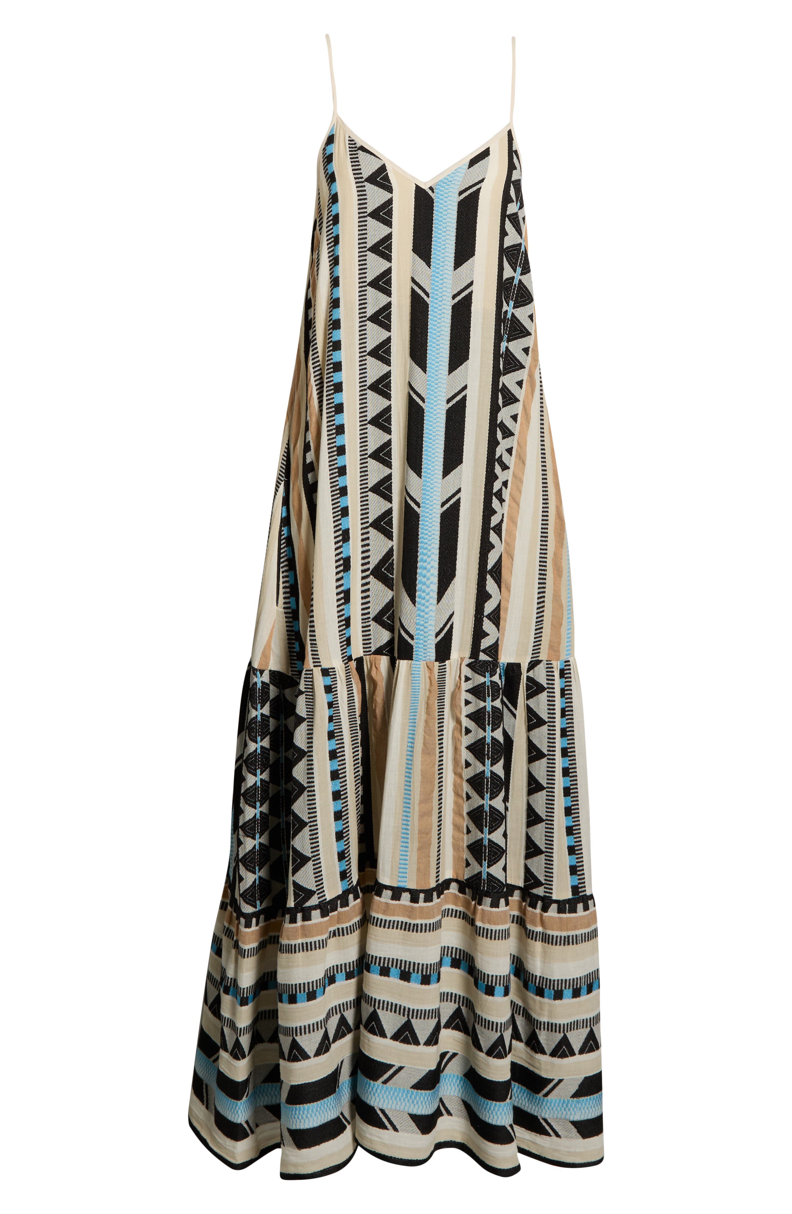 elan tiered cotton dress Tulum Maxi Neon Aztec / XS