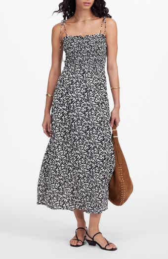 Madewell Floral Smocked Square Neck Midi Sundress