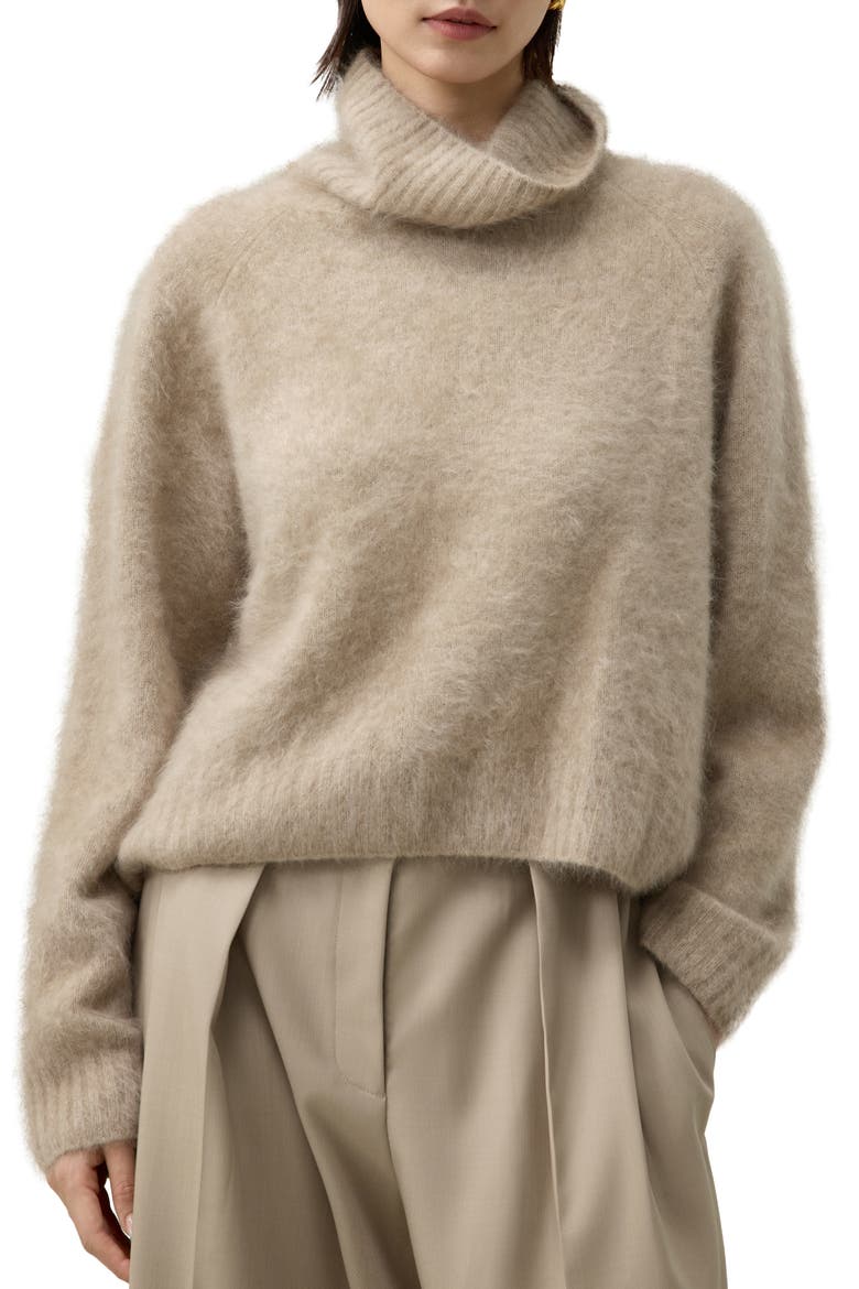 Women's Brushed Cashmere Turtleneck Sweater, Main, color, Camel