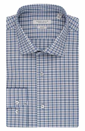 Perry Ellis Slim Fit Plaid Dress Shirt