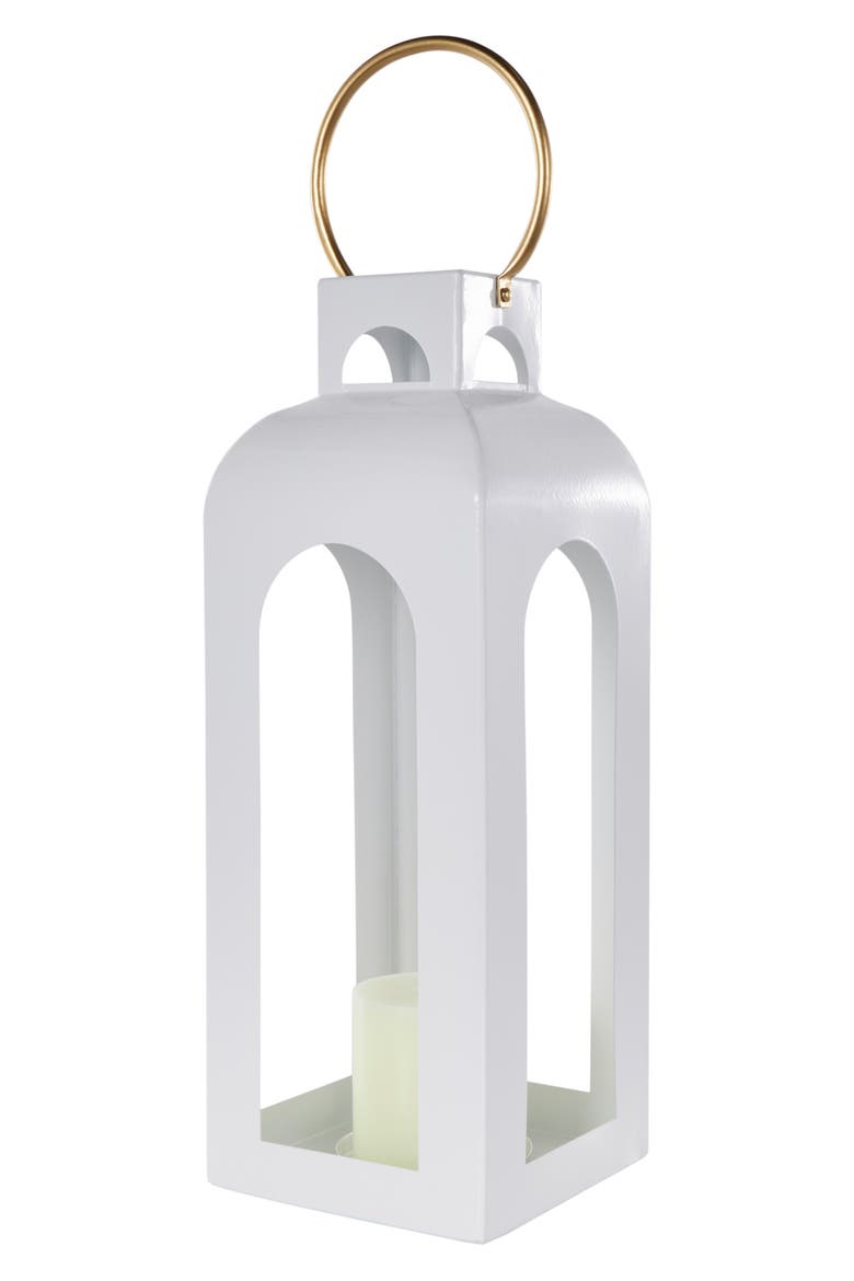 Metal Candle Lantern, Main, color, WHITE