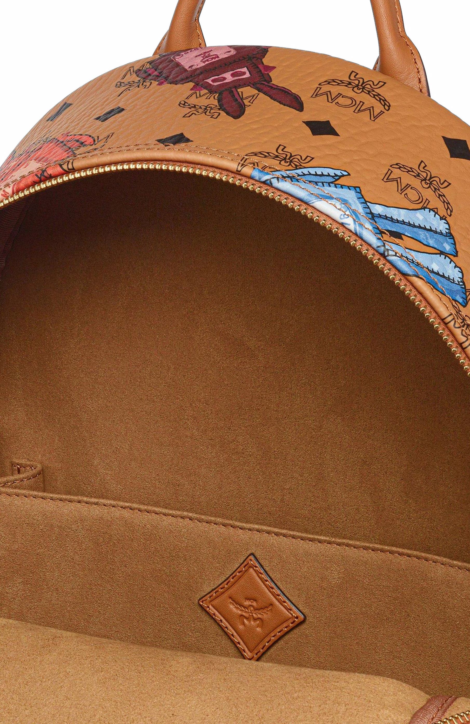 MCM Medium Stark Backpack in Rabot Visetos, Alternate, color, Cognac