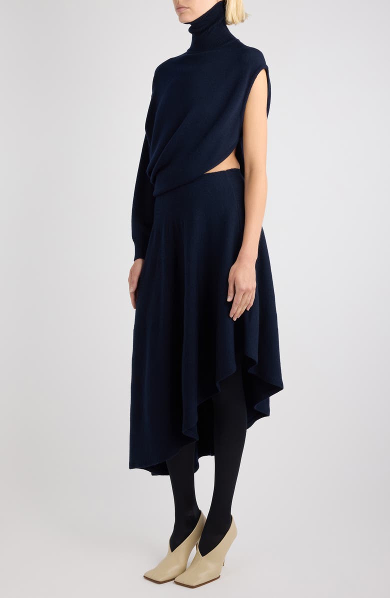 Alaïa Cutout Long Sleeve Turtleneck Sweater Dress, Alternate, color, Minuit