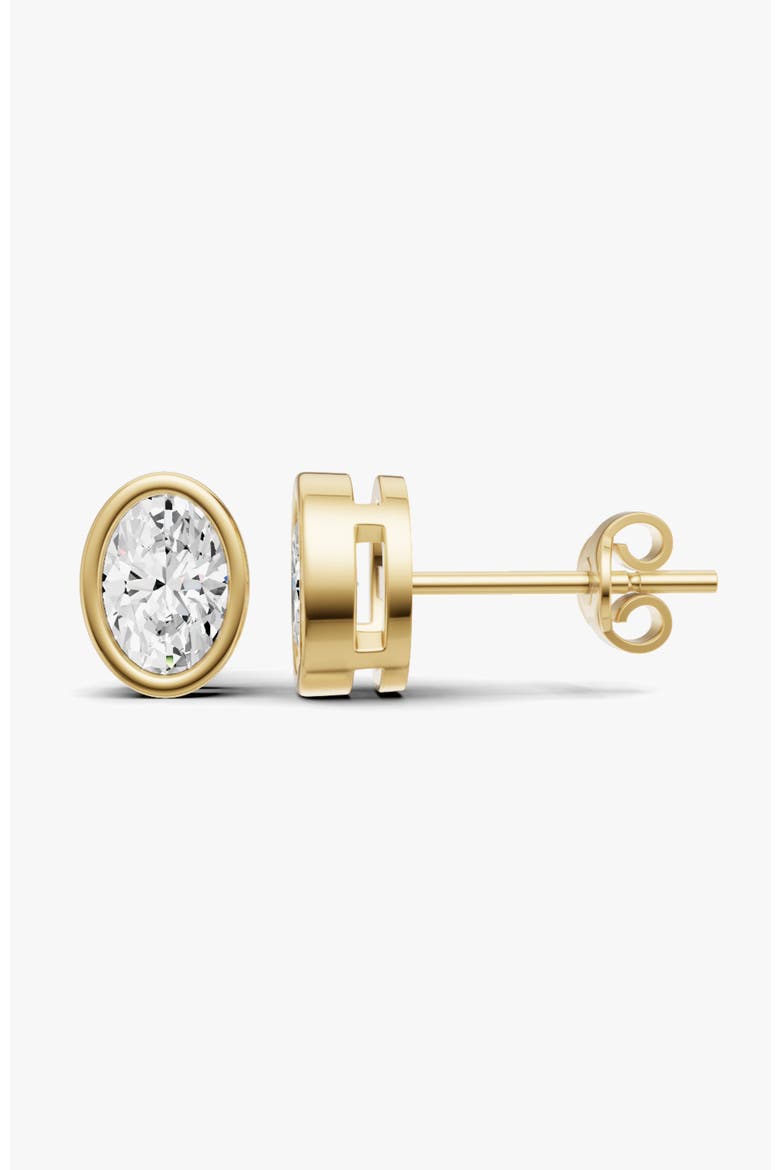 14K Gold Studs 1 Carat Earrings Oval Bezel, Alternate, color, Yellow Gold