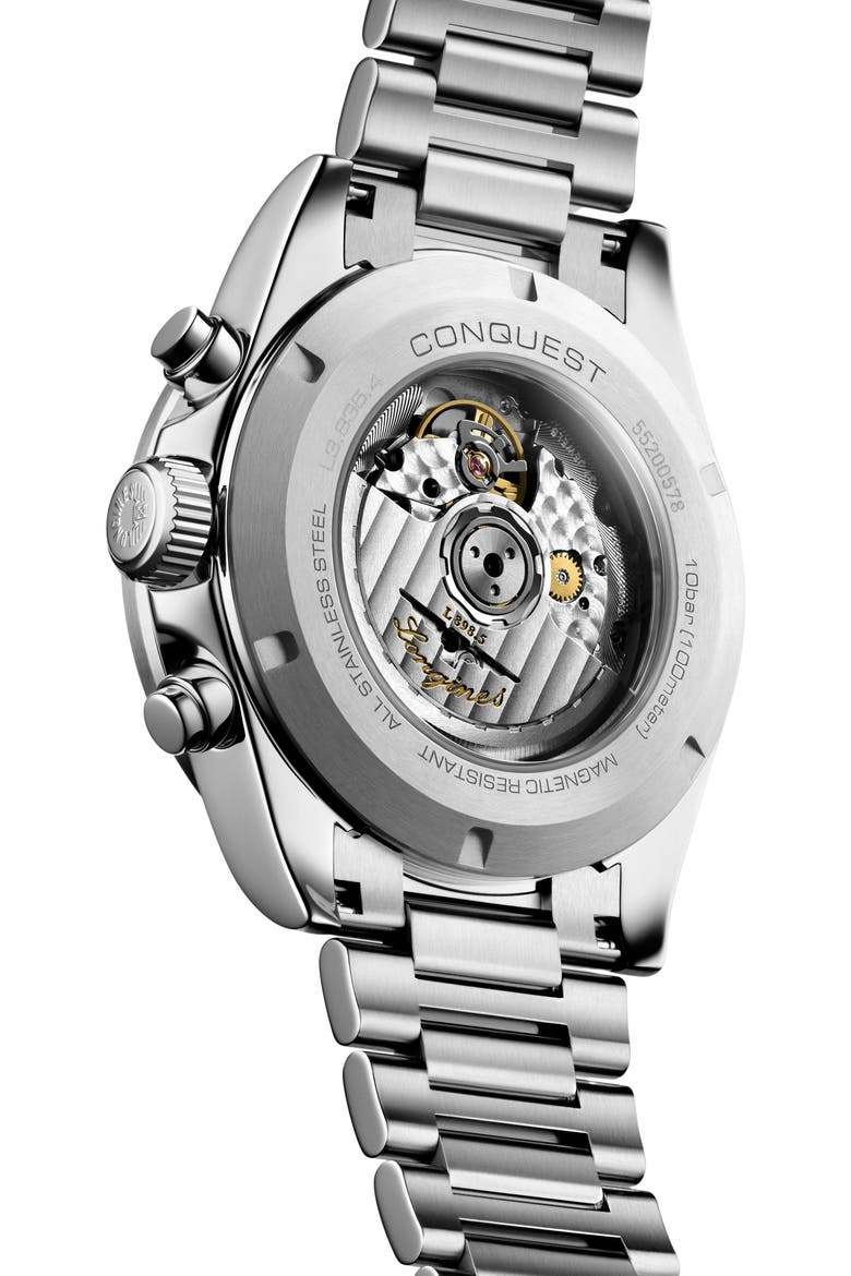 Conquest Automatic Bracelet Watch, 42mm, Alternate, color, BLACK