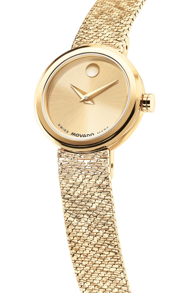 Mini Museum Velura Mesh Strap Watch, 21mm, Alternate, color, GOLD