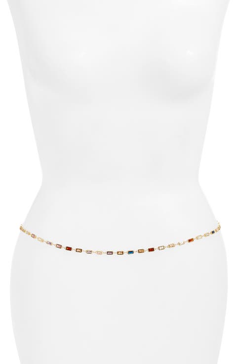 Rectangular Crystal Station Belly Chain