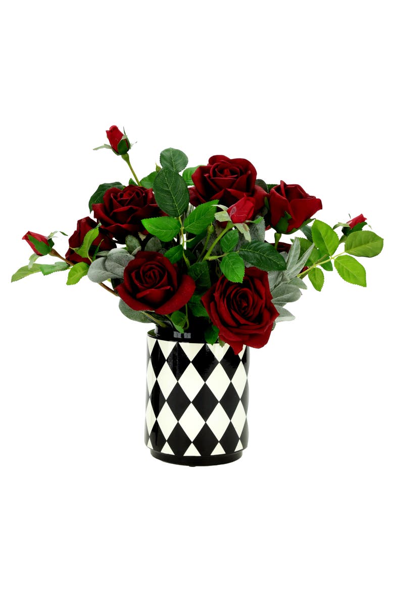 Rose Floral Arrangement  in Vase, Main, color, Red