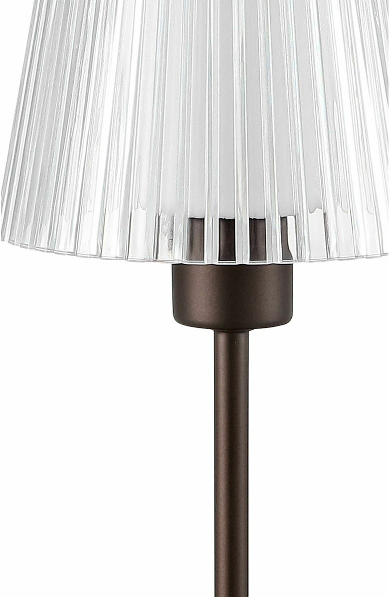 JONATHAN Y Oscar Modern Industrial Rechargeable/Cordless Iron/Acrylic Integrated Portable LED Table Lamp with Ribbed Shade, Alternate, color, Oil Rubbed Bronze