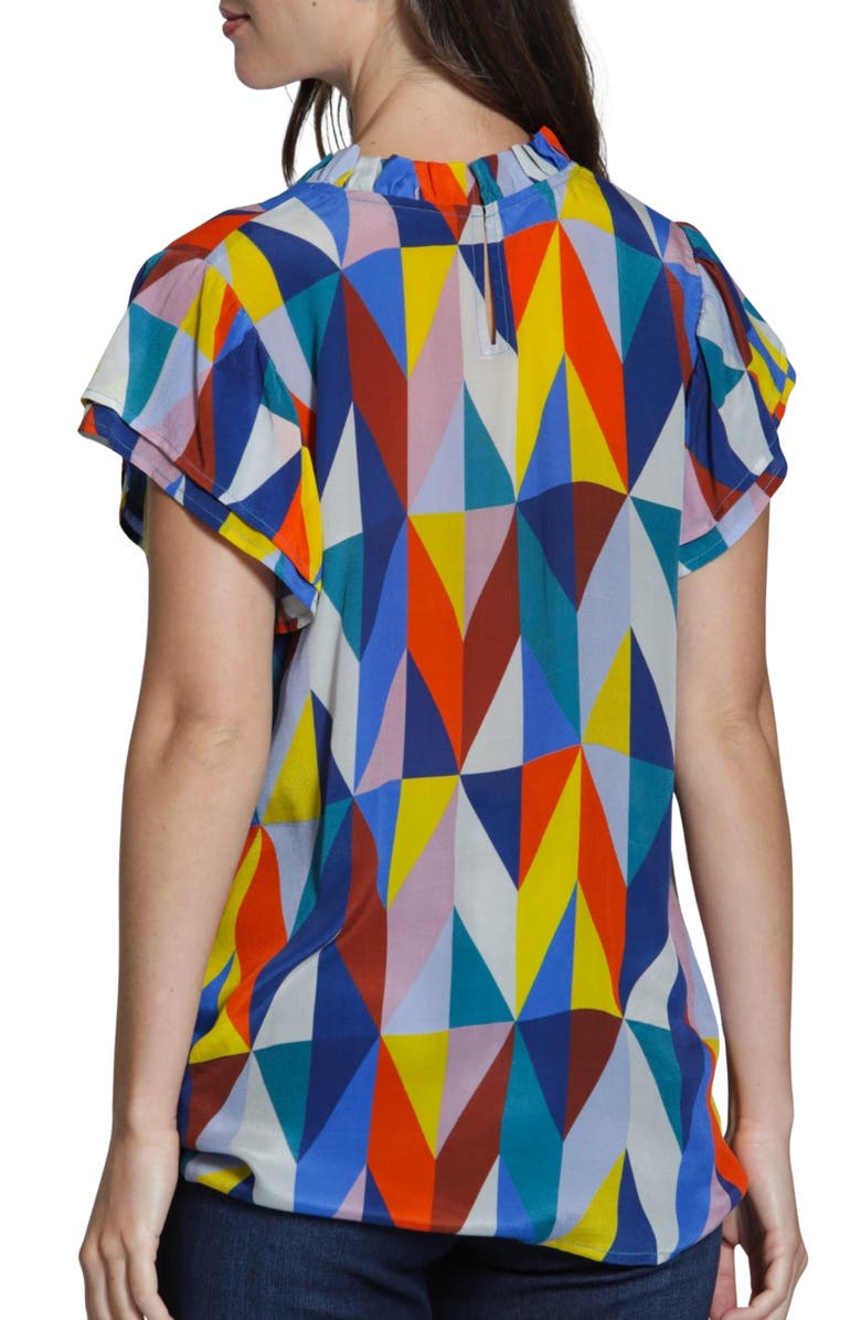 APNY Allover Print Flutter Sleeve Shirt, Alternate, color, Blue Multi