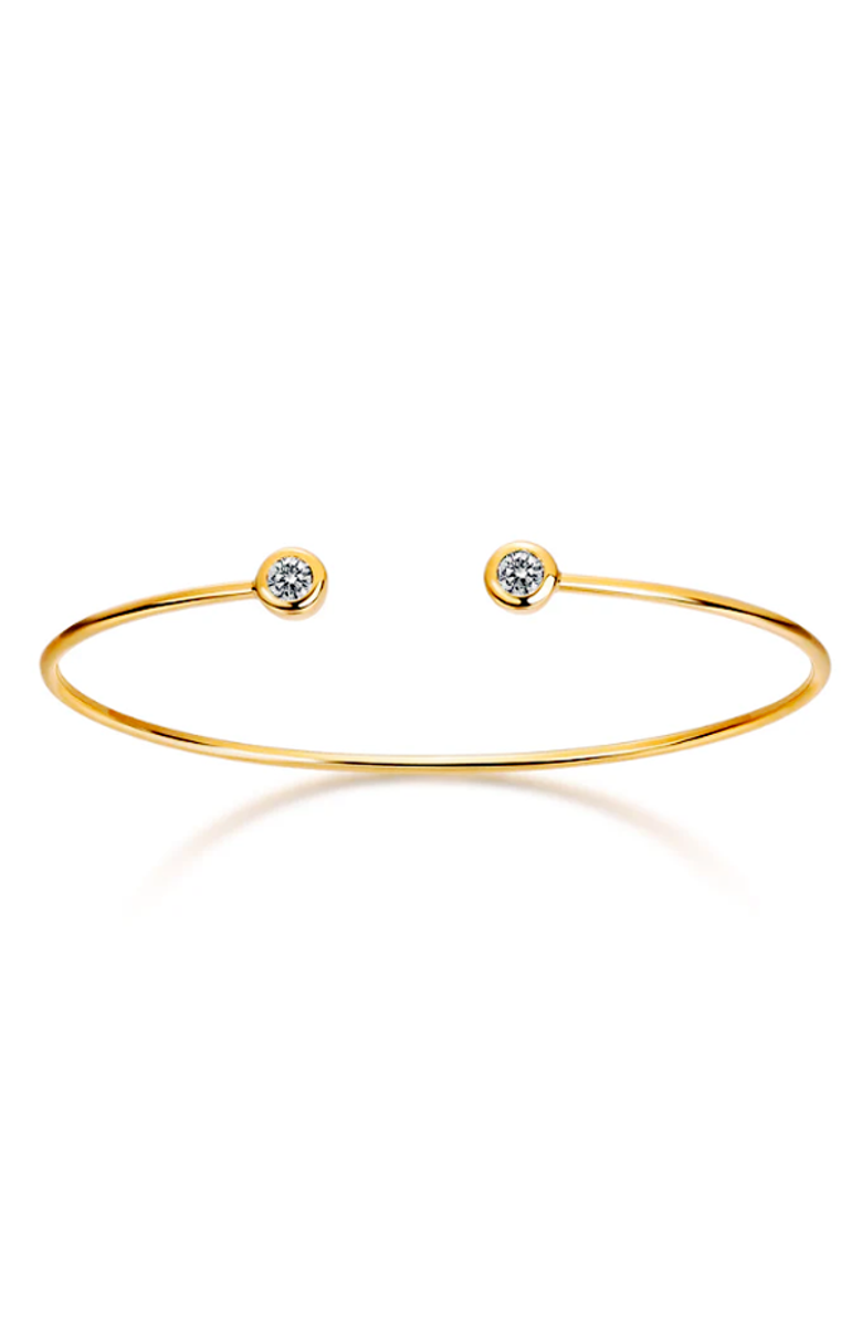 BY ADINA EDEN Double CZ Bezel Open Bangle Bracelet, Main, color, 