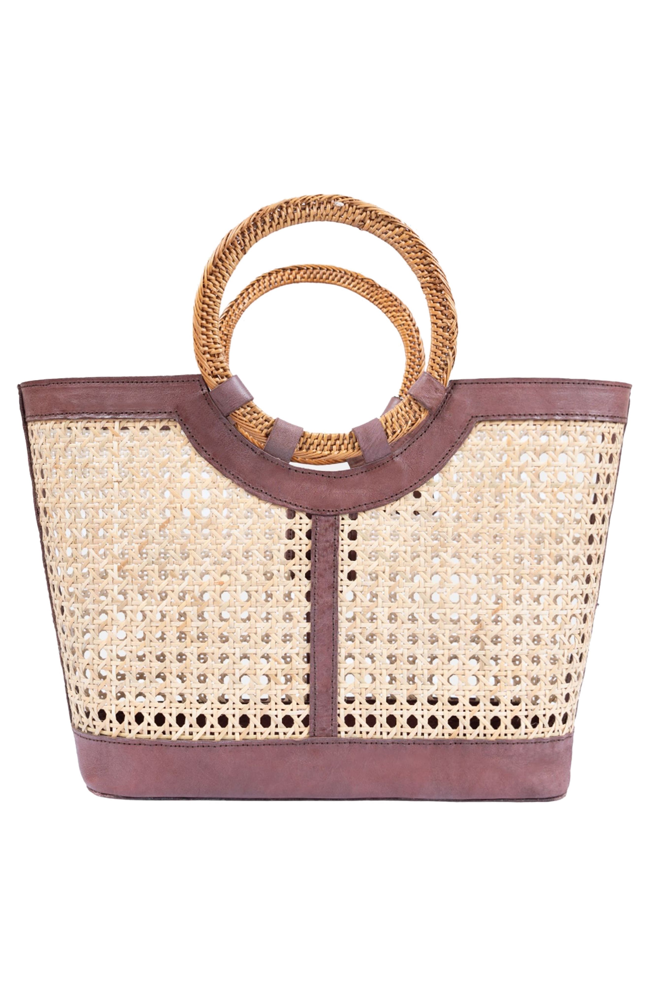 Jelavu Hilton Handwoven Cane Tote Bag, Alternate, color, Chocolate