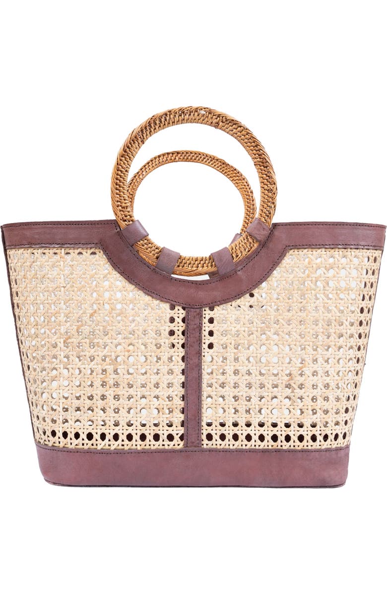 Jelavu Hilton Handwoven Cane Tote Bag, Alternate, color, Chocolate
