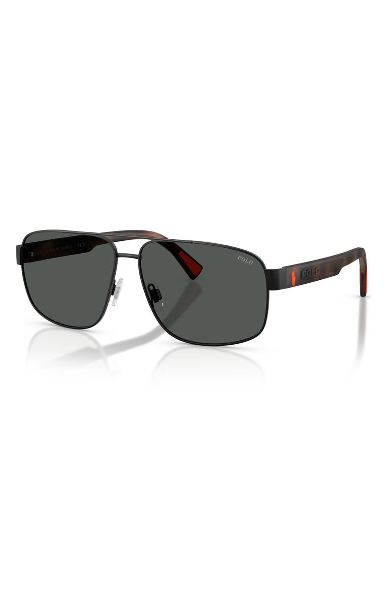 Polo Ralph Lauren 61mm Pilot Sunglasses, Alternate, color, Semishiny Black / Dark Grey