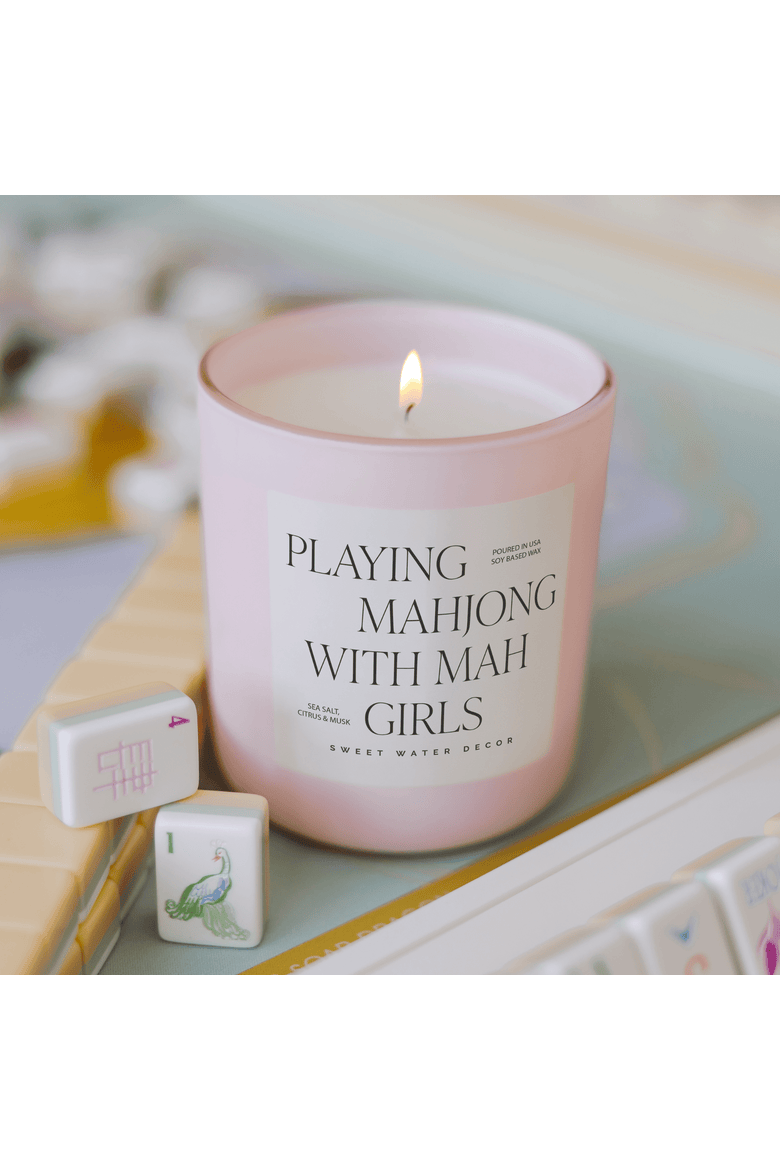 Playing Mahjong with Mah Girls 15 oz Soy Candle, Alternate, color, Mahjong