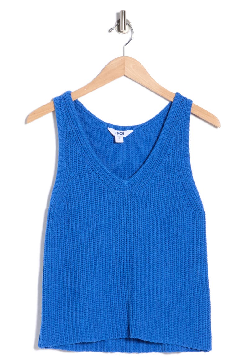 V-Neck Sweater Tank, Alternate, color, BLUE