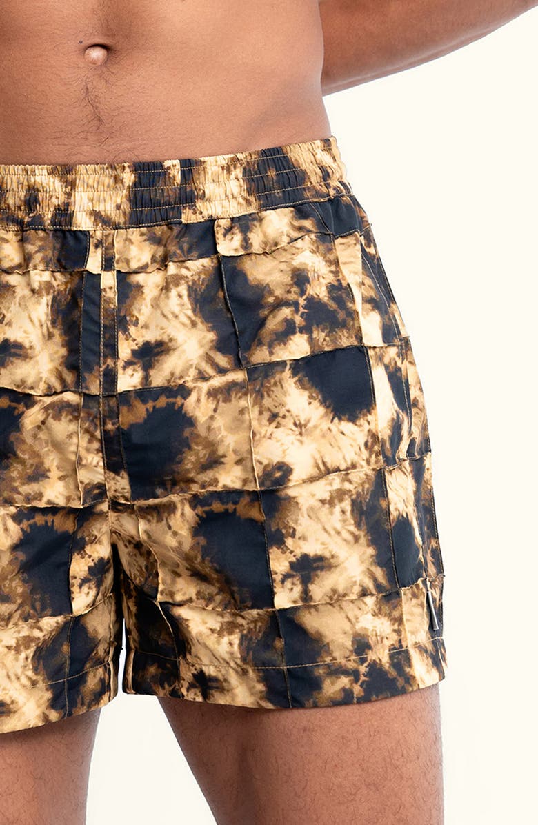 AUTO-REPLY<sup>™</sup> Sebastian Grid Pintuck 4-Inch Nylon Swim Trunks, Alternate, color, Molino/ Brown