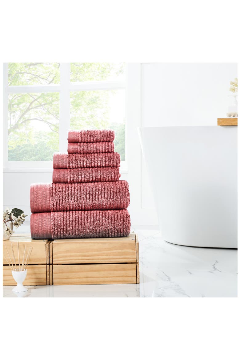 Soft Rib Quick Dry 6-Piece Towel Set, Alternate, color, DUSTY ROSE