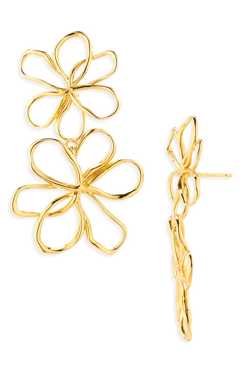 Oscar de la Renta Flower Double Drop Earrings, Main, color,
