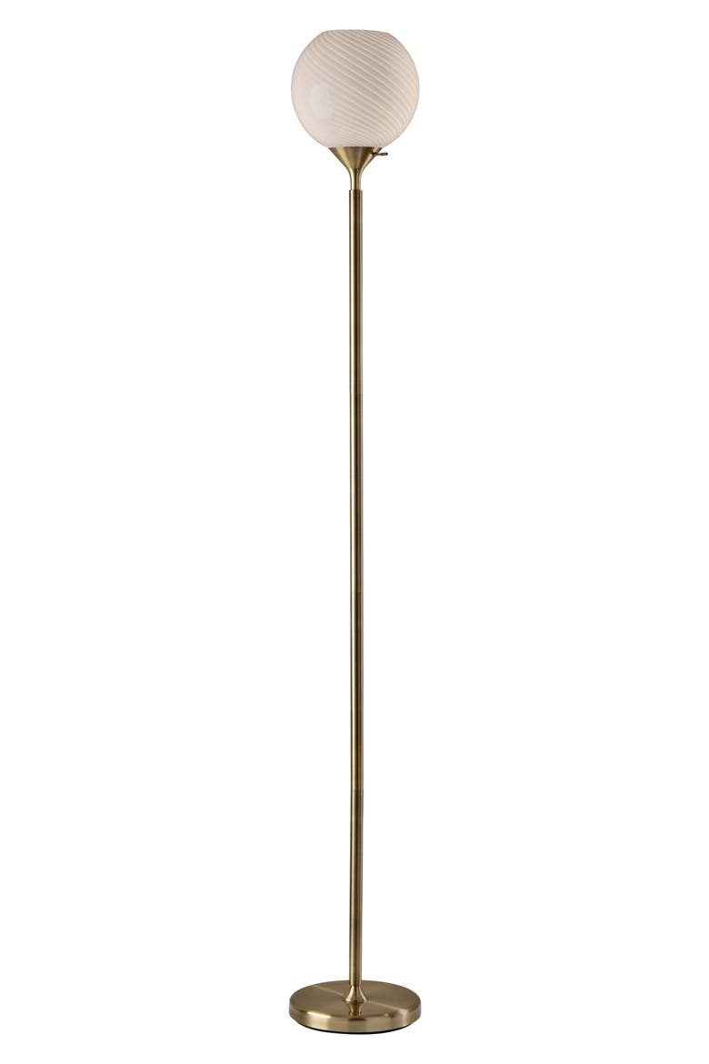 Swirl Antiqued Brass Torchiere Floor Lamp, Main, color, ANTIQUE BRASS