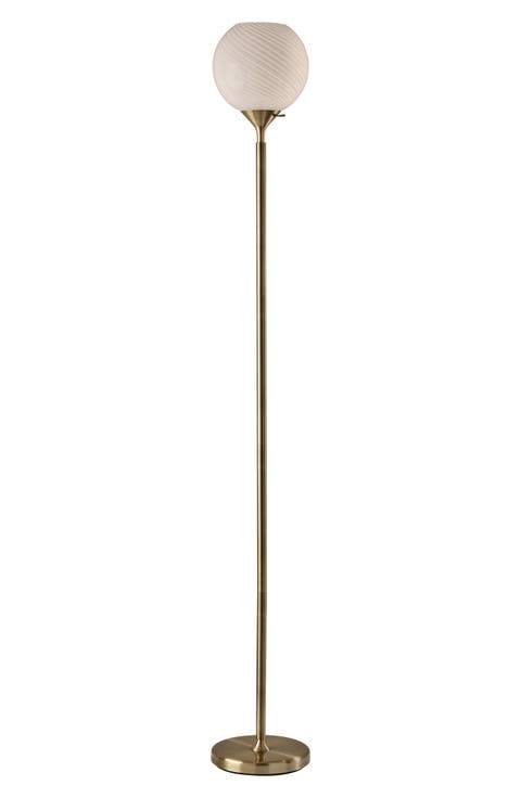 Swirl Antiqued Brass Torchiere Floor Lamp