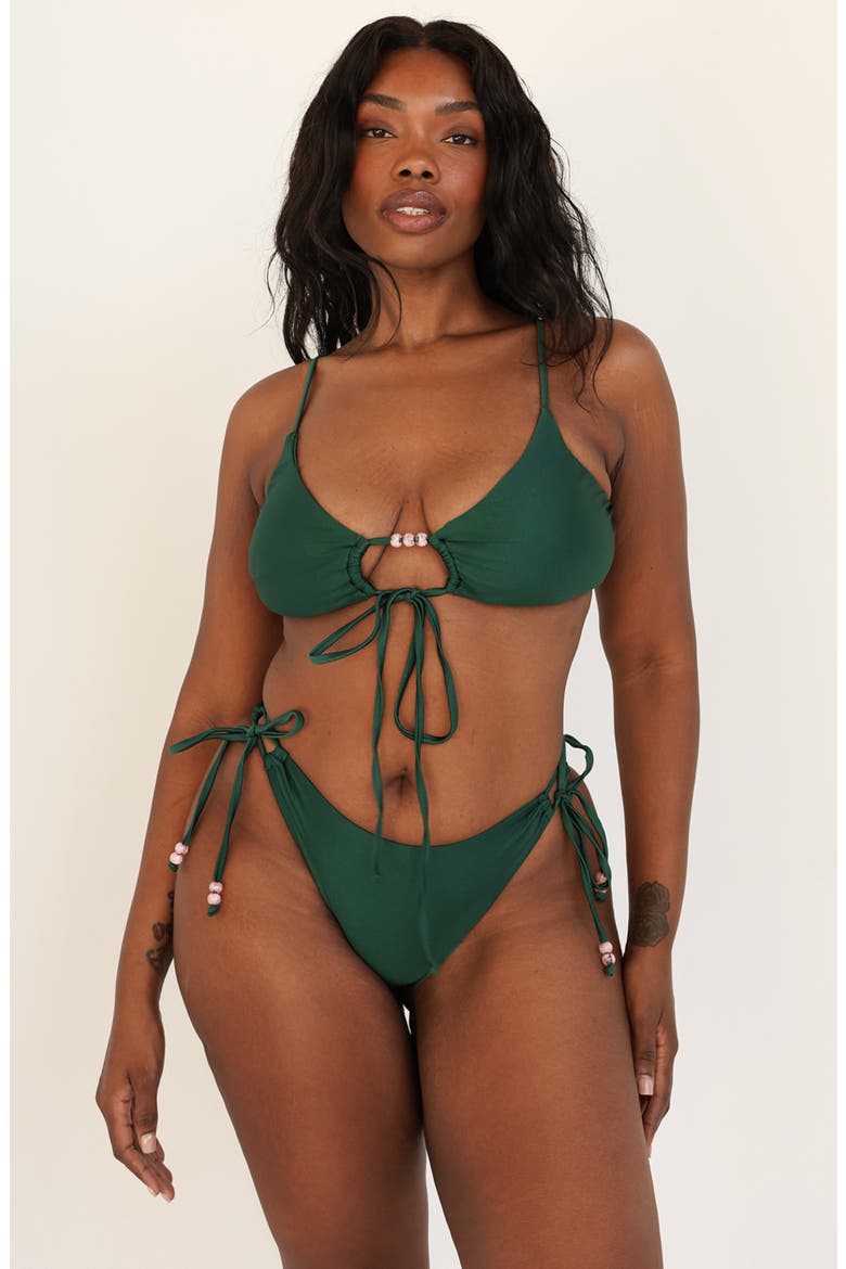 Blushing Cheeky Bikini Bottom, Alternate, color, Hunter