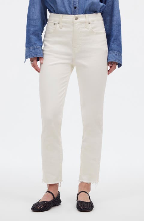 The Perfect Vintage High Rise Tapered Leg Raw Hem Jeans (Tile White)