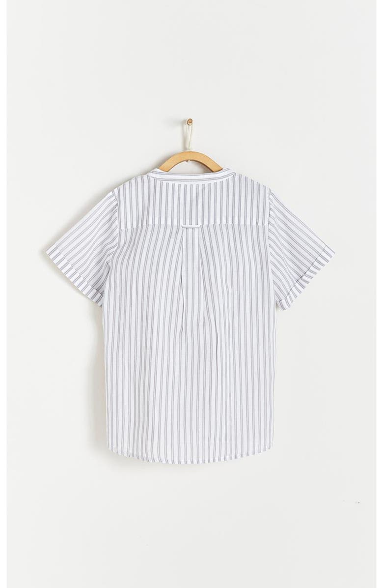 Babycottons Damon Mandarin Collar Short Sleeve Shirt for Big Kid, Alternate, color, Grey