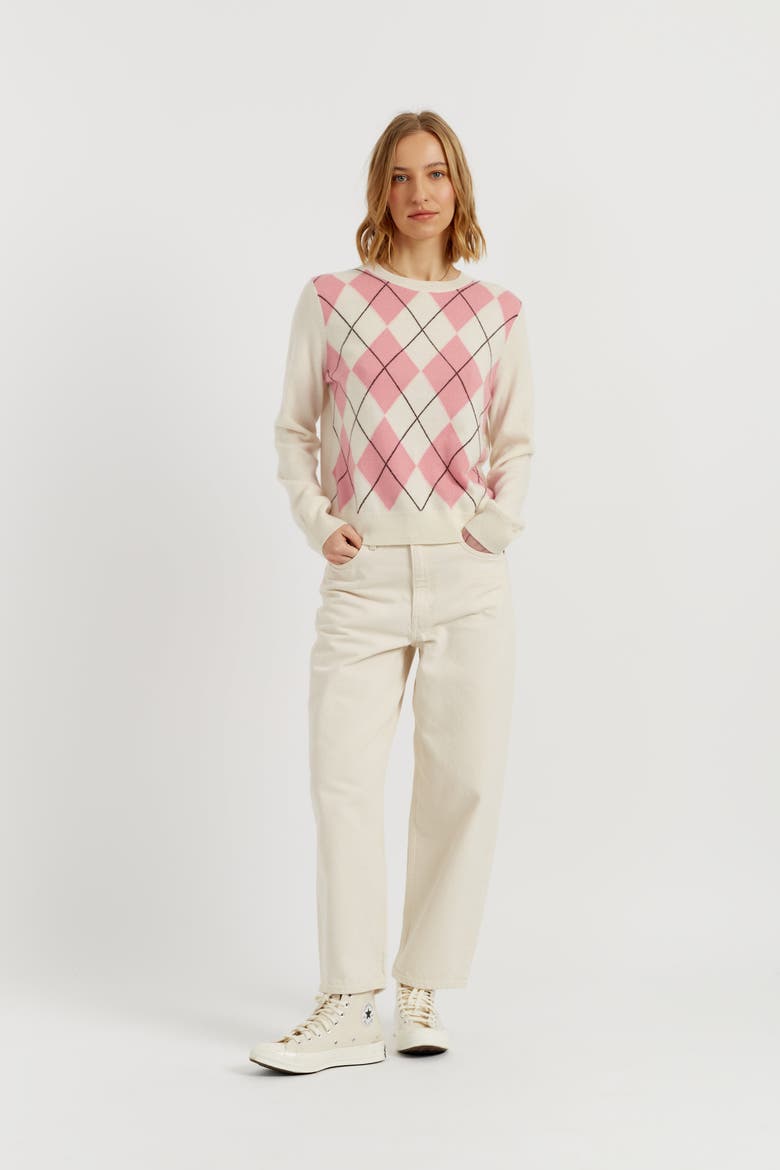 Wool-Cashmere Diamond Sweater, Alternate, color, Salmon
