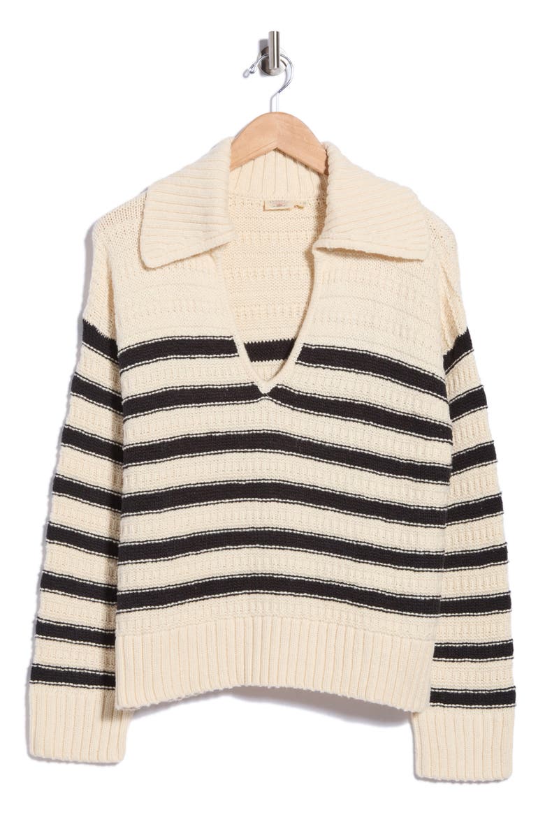 Heirloom Organic Cotton Polo Sweater, Main, color, LICORICE LINES