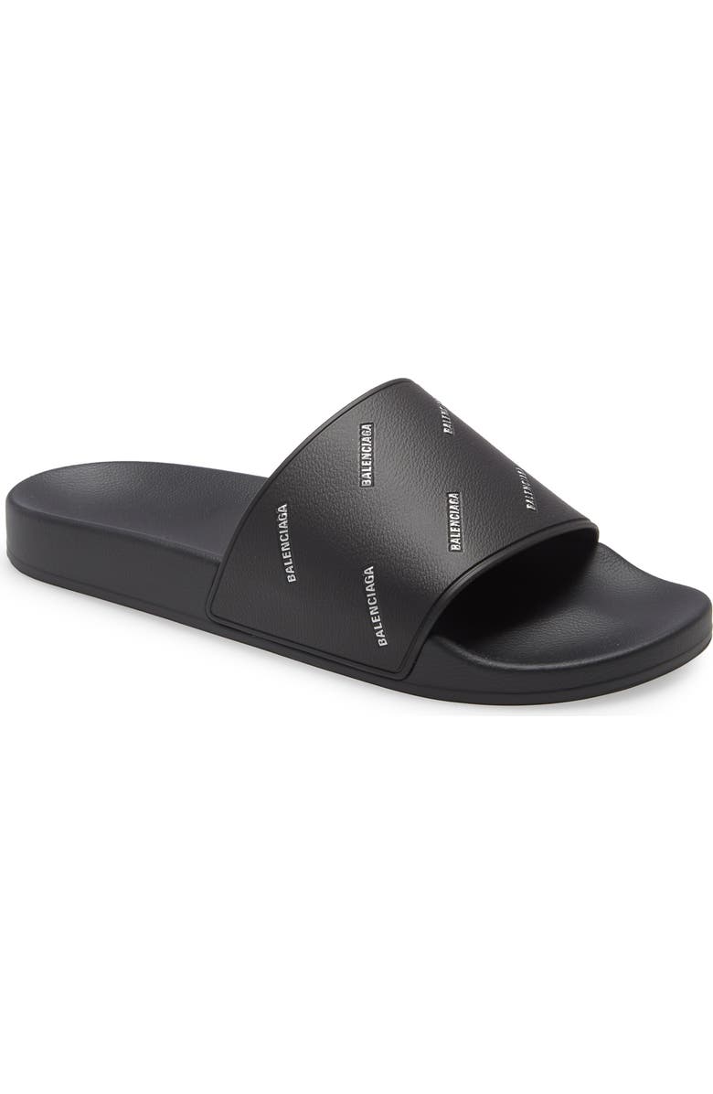 Balenciaga Logo Slide Sandal, Main, color,