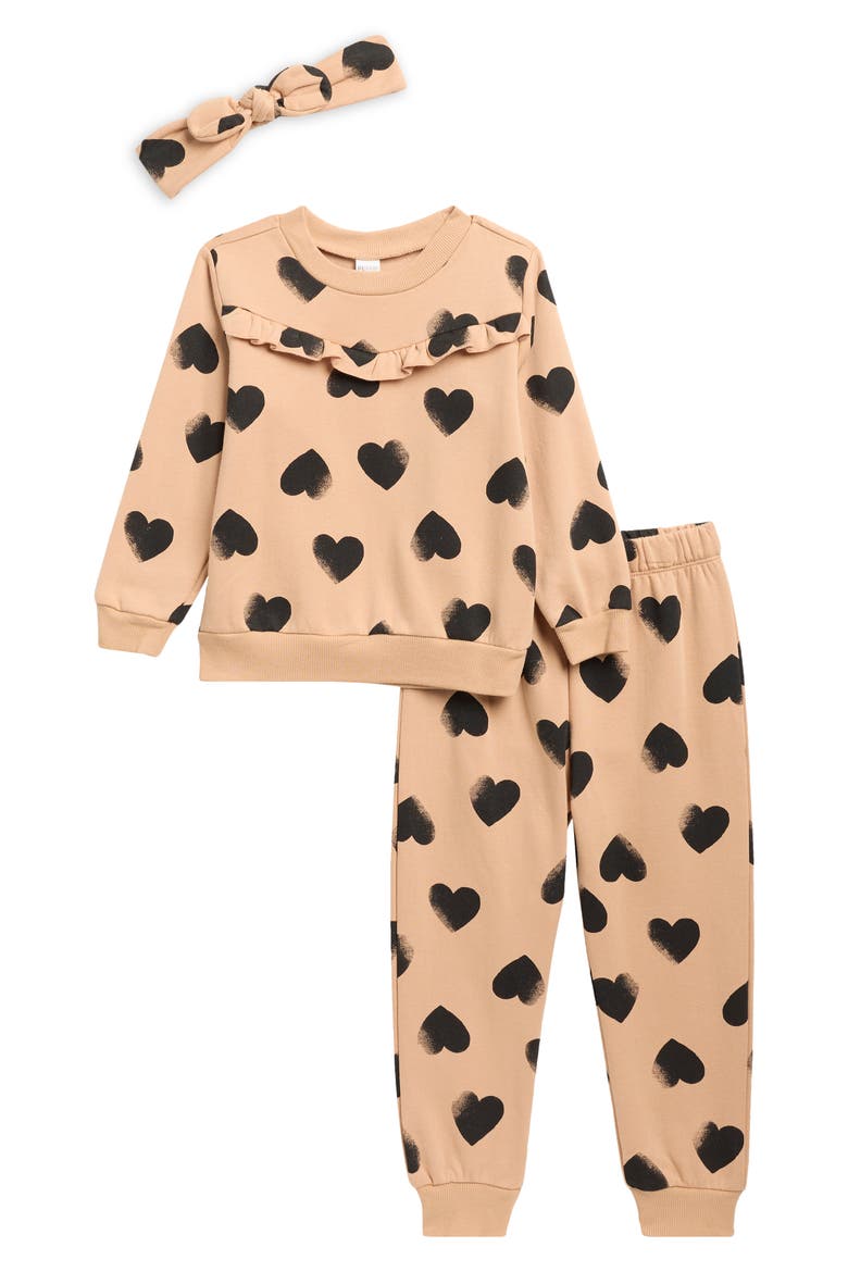 Kids' 3-Piece Sweatshirt, Joggers & Headband Set, Main, color, HEART