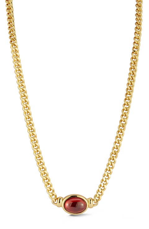 Cubic Zirconia Curb Chain Necklace