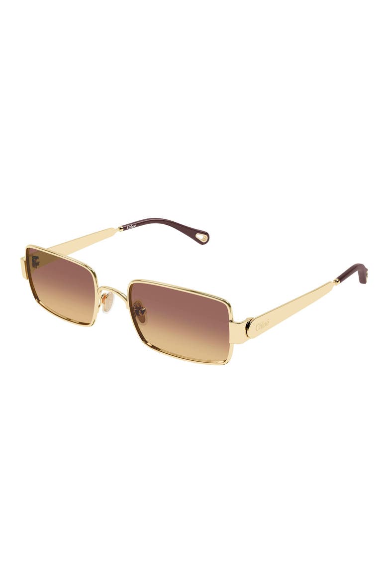 53mm Gradient Rectangular Sunglasses, Alternate, color, GOLD / BROWN LENS