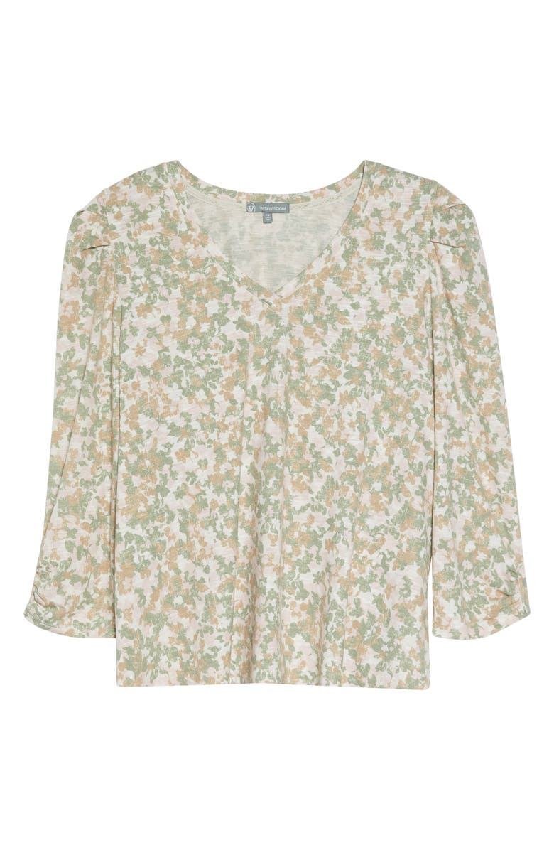 Wit & Wisdom Floral Puff Sleeve Top, Alternate, color,