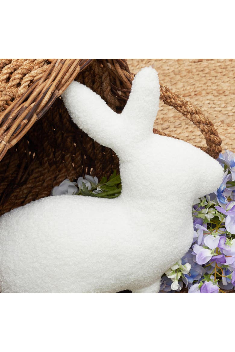 White Easter Bunny Silhouette Shaped Accent Throw Pillow, 16" x 18", Alternate, color, White