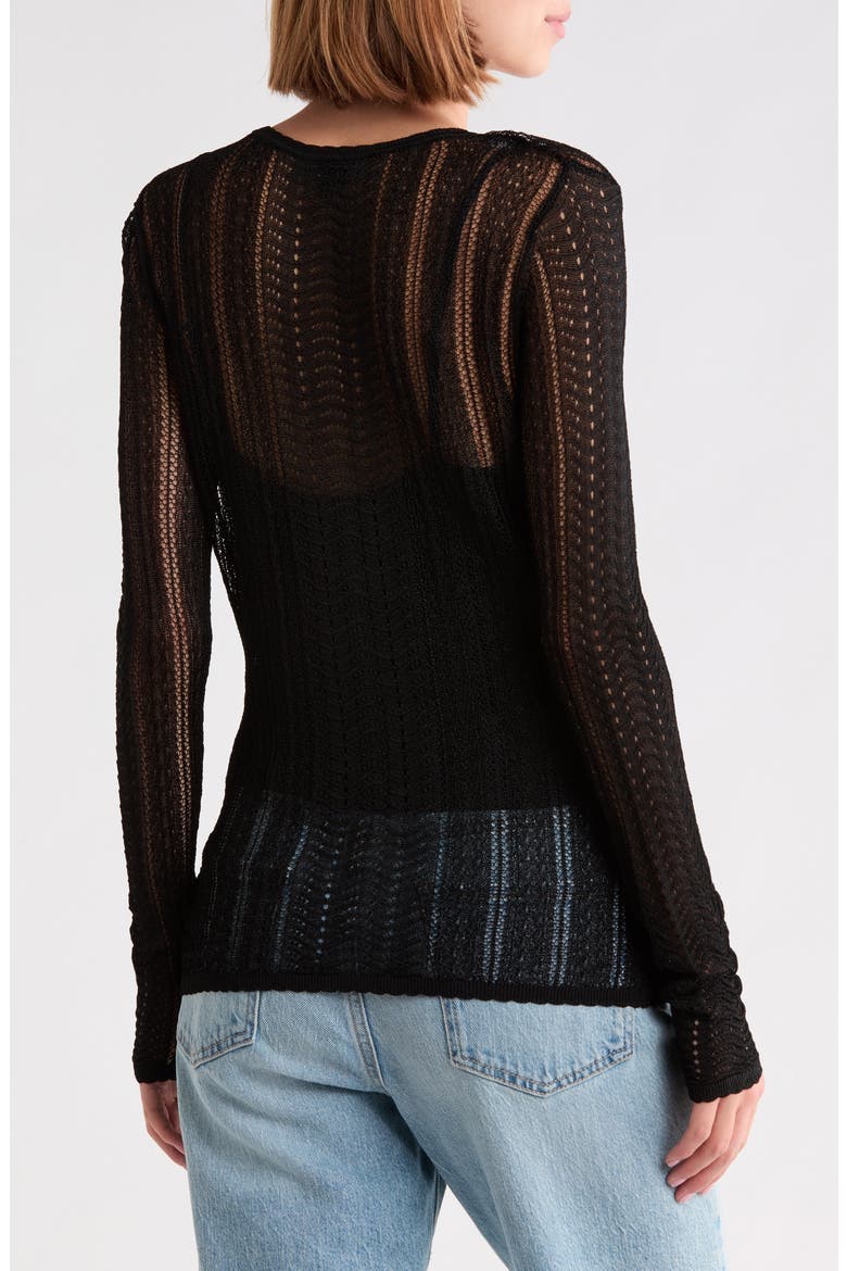Petra Long Sleeve Pointelle Top, Alternate, color, BLACK