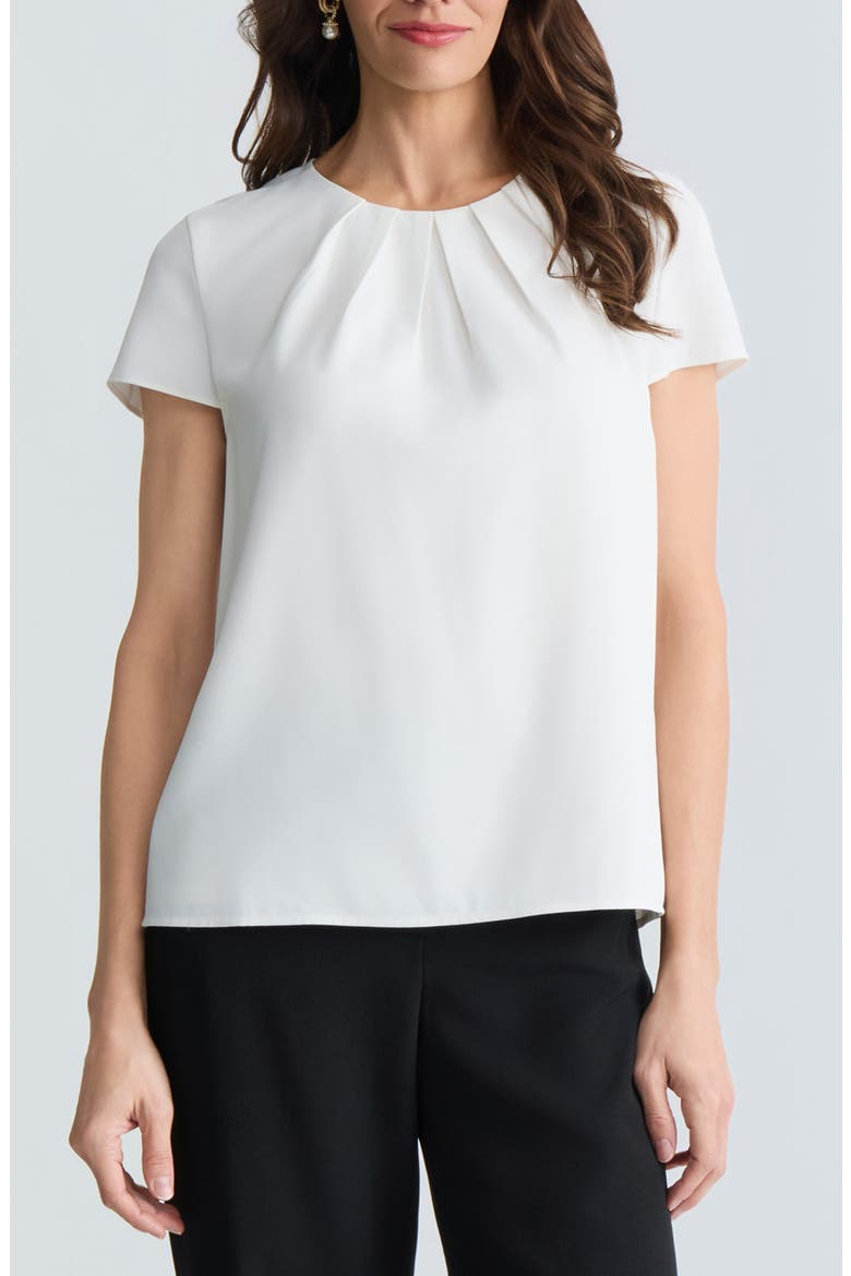 Pleated Cap Sleeve Top, Main, color, VANILLA ICE