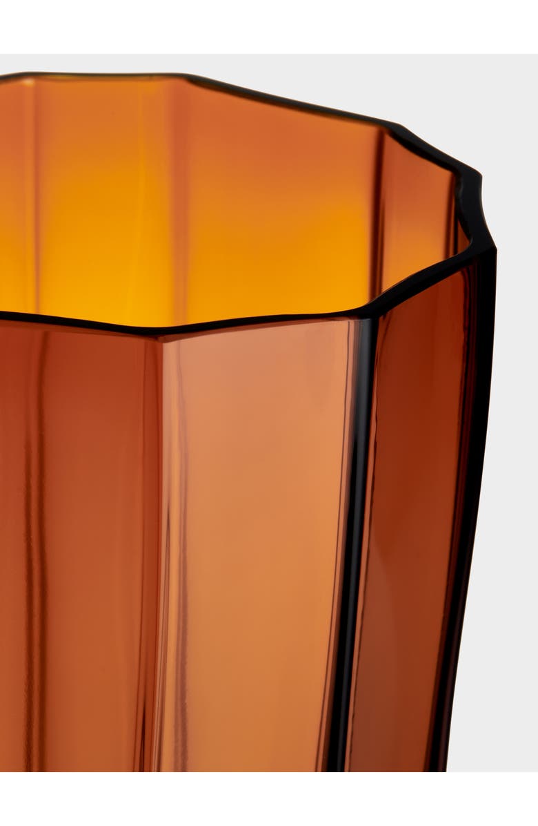 Orrefors Reed Crystal Hurricane Candle Holder, Alternate, color, Amber