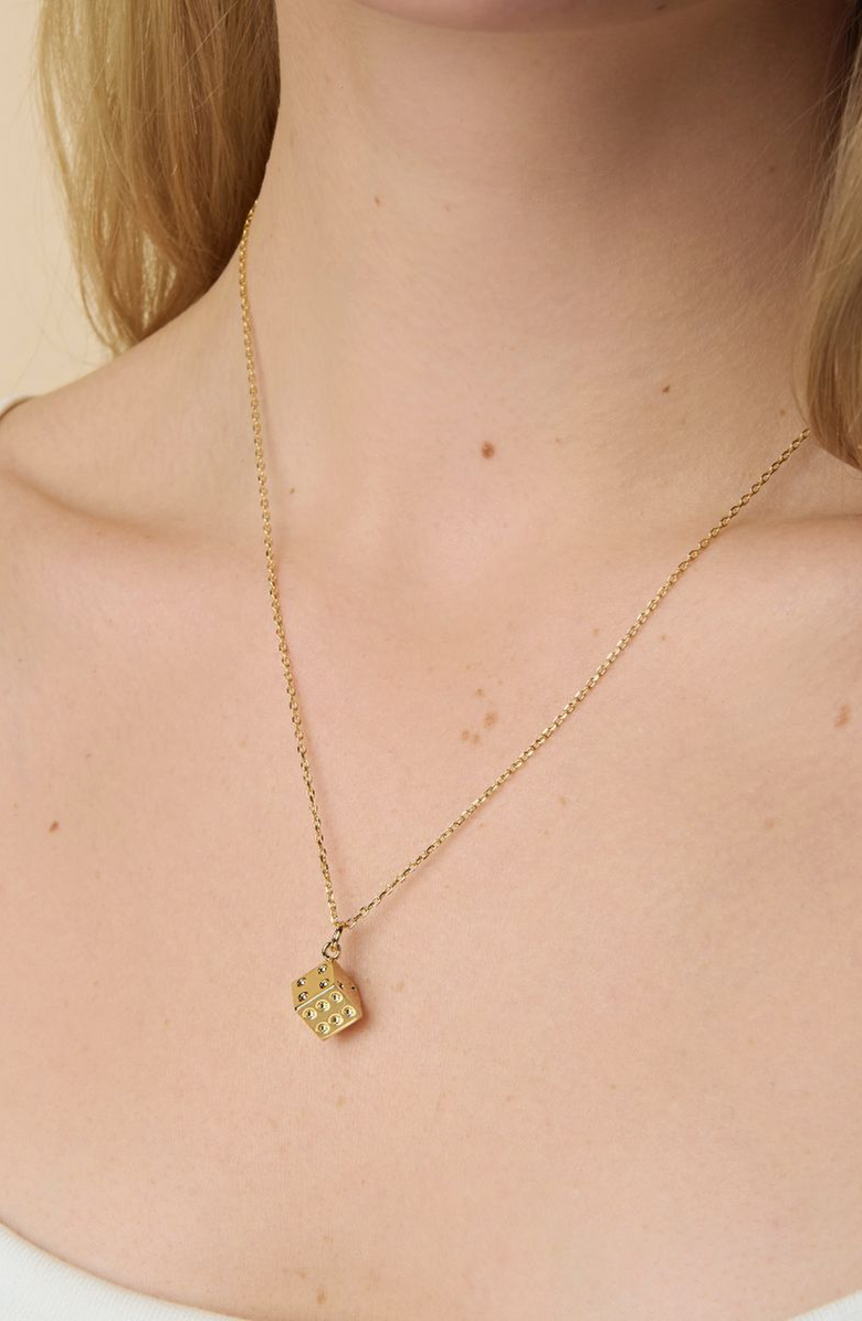 Little Sky Stone Dice Charm Necklace, Alternate, color, Gold