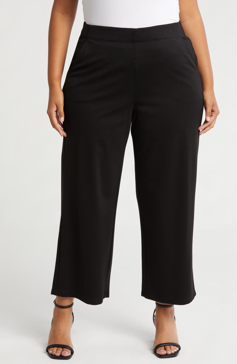 MAX STUDIO Easy Wide Leg Ponte Pants, Main, color, Black