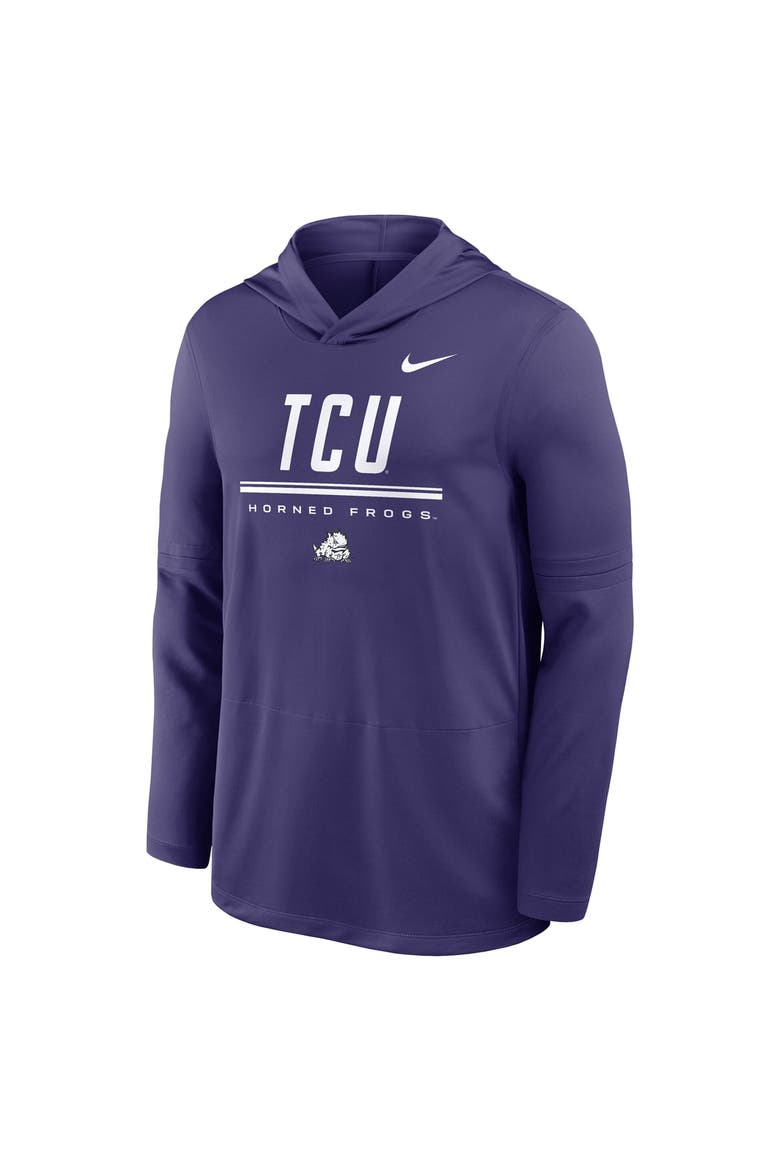 Men's Nike Purple TCU Horned Frogs 2026 Sideline Dri-FIT Lightweight Hooded Top, Alternate, color, Purple