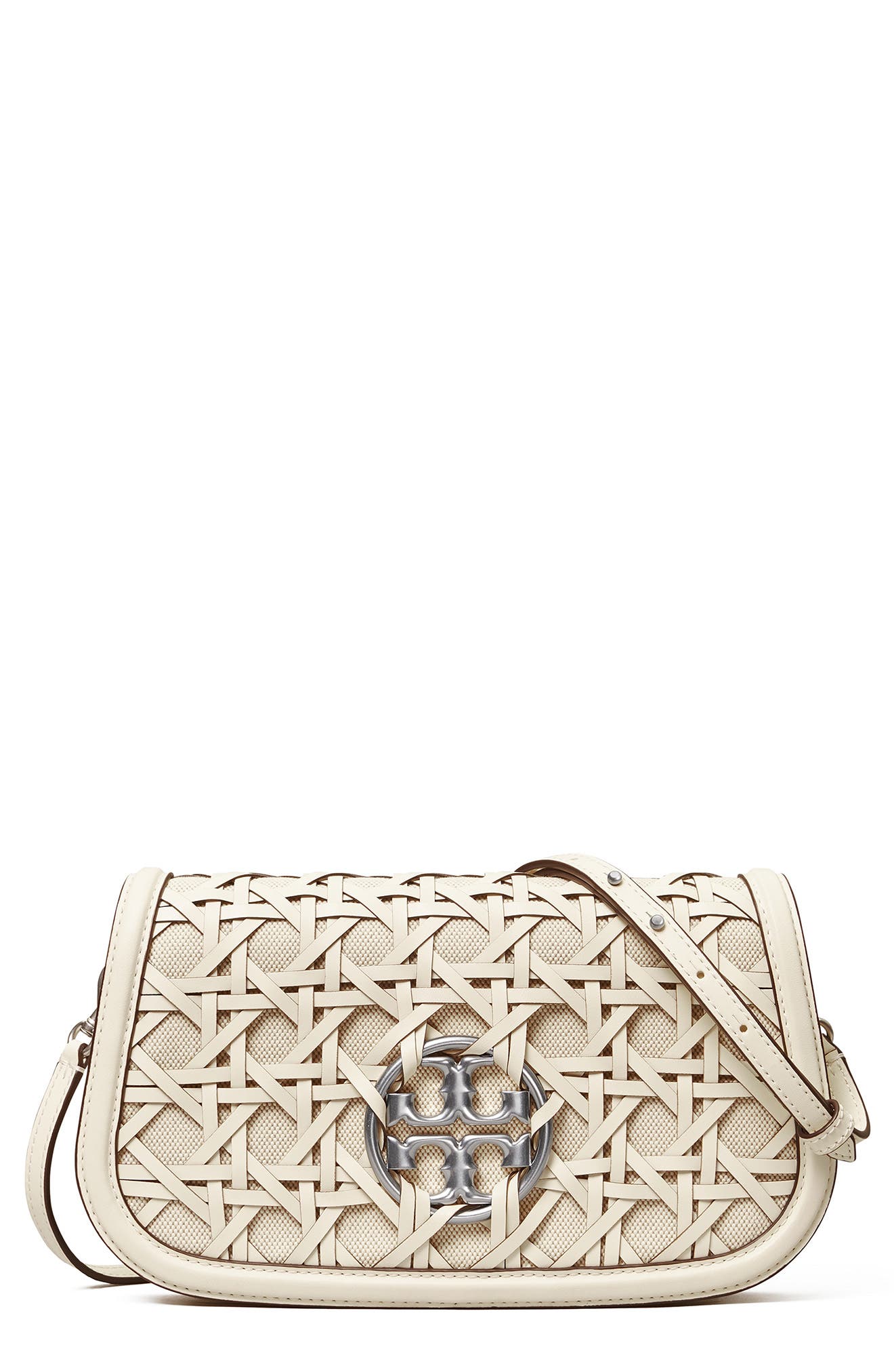 Tory Burch Miller Basketweave Leather Convertible Clutch, Main, color, 