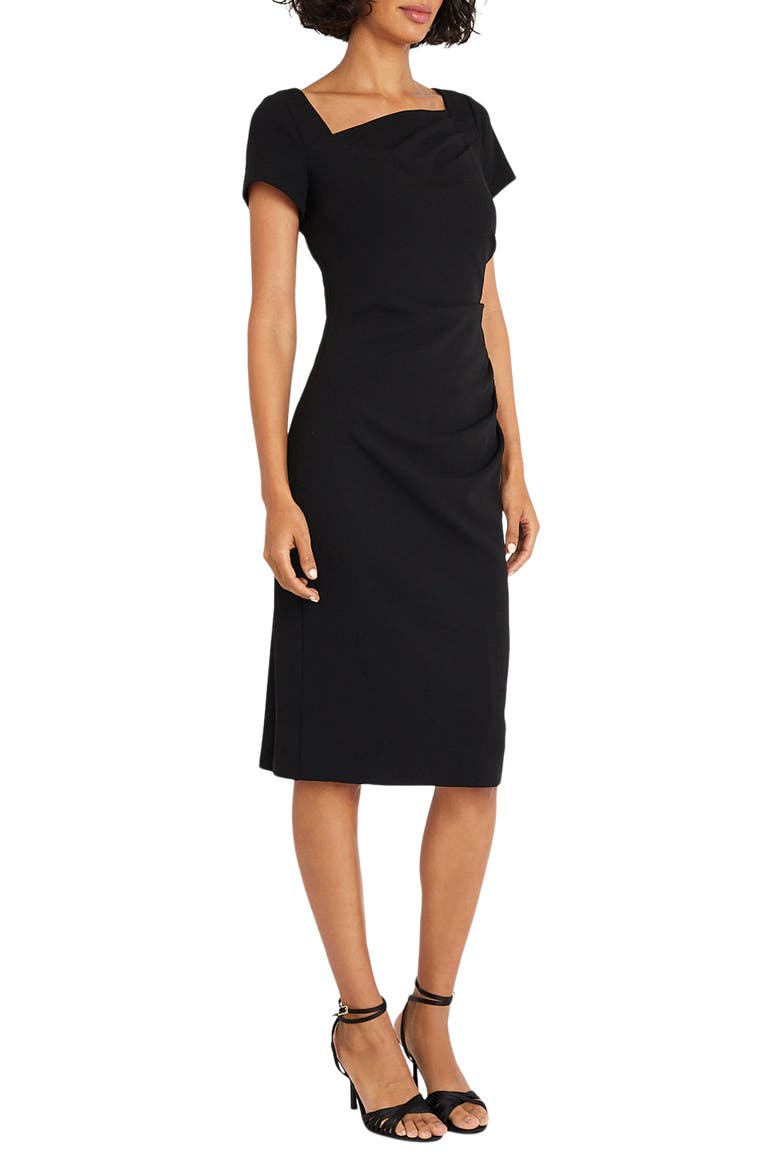 Ruched Cap Sleeve Sheath Dress, Alternate, color, BLACK